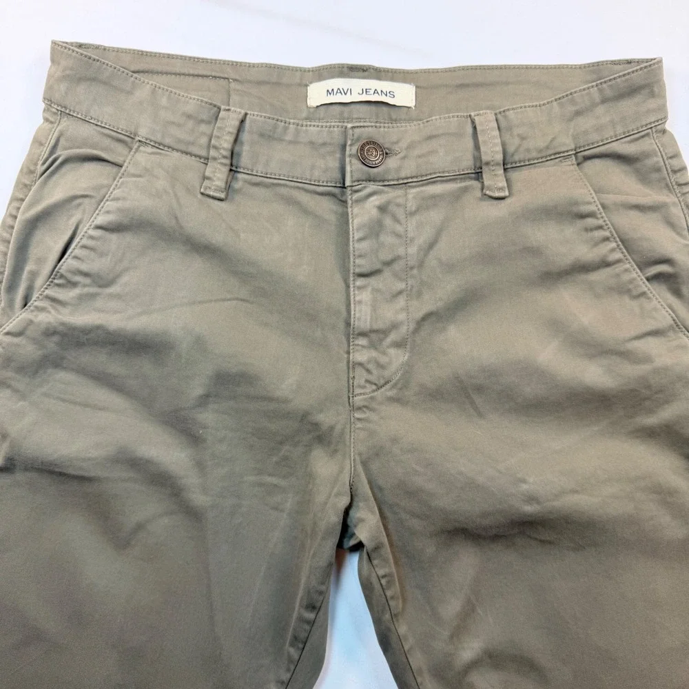 Mavi Jacob Shorts Mens 32 Olive Green Chino Stretch Casual Flat Front 11in